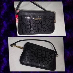 Calvin Klein Monogram Black Wristlet